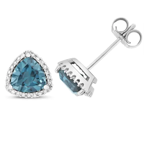 Diamond And London Blue Topaz Studs